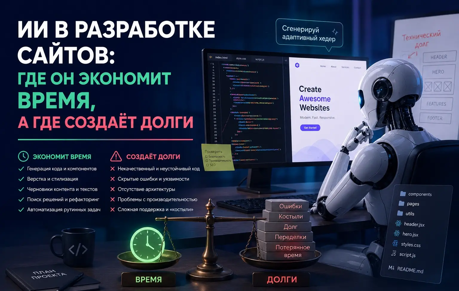 ИИ в разработке сайтов: экономия времени и технический долг